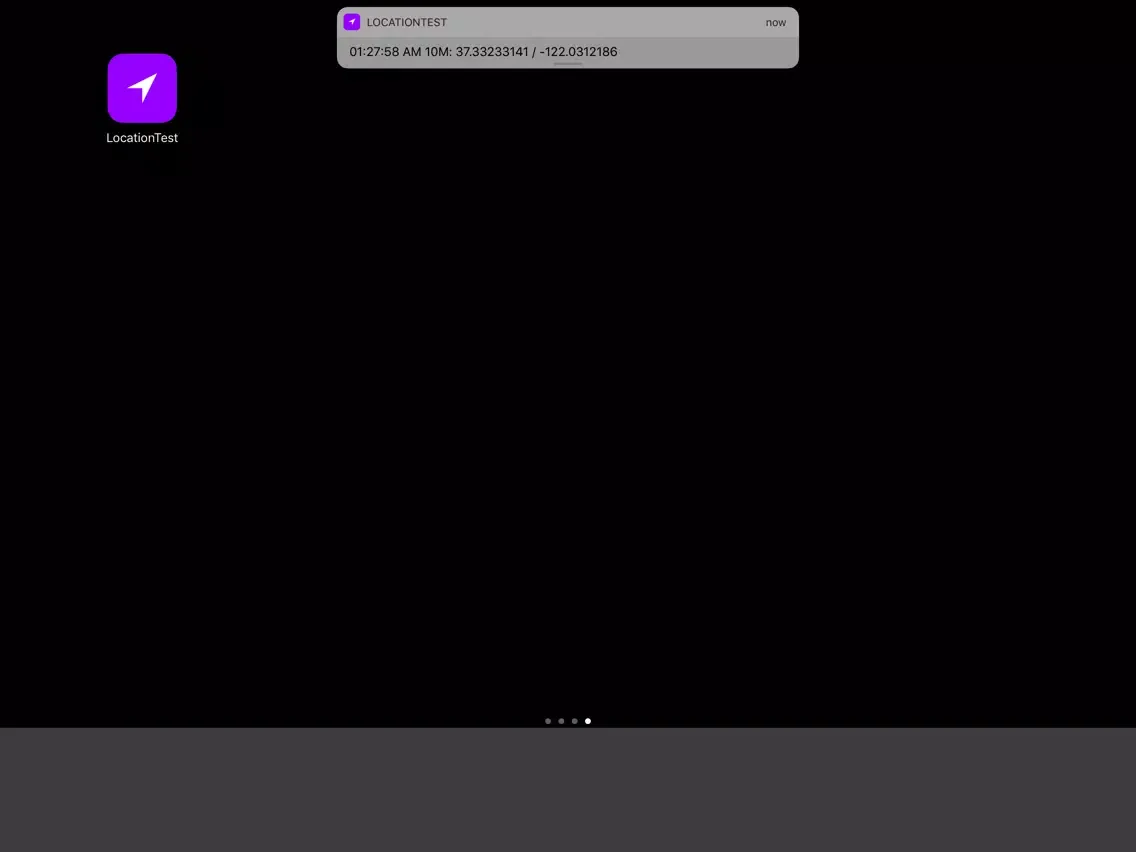 Tangkapan layar LocationTest Utility iPad