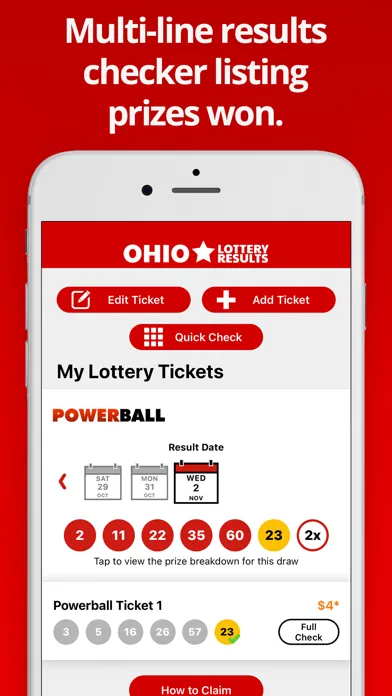 Capturas de tela do Ohio Lottery Numbers