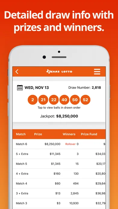 Zrzuty ekranu Texas Lotto Results