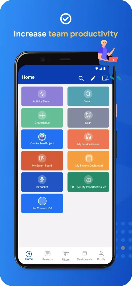 ภาพหน้าจอของ Mobility for Jira - Team