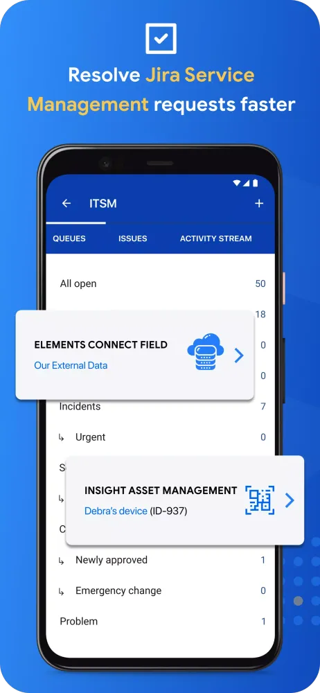 ภาพหน้าจอของ Mobility for Jira - Team