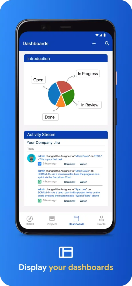 ภาพหน้าจอของ Mobility for Jira - Team