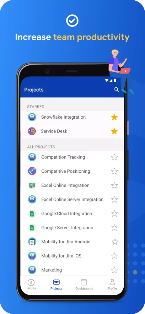 ภาพหน้าจอของ Mobility for Jira - Team
