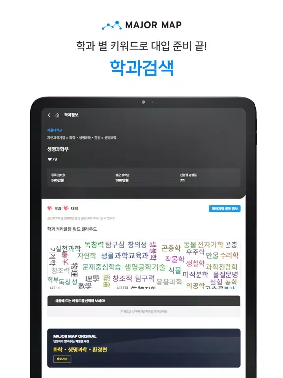 Ảnh chụp màn hình của 메이저맵 - 대학교, 학과, 직업, 전공 정보 제공 iPad 