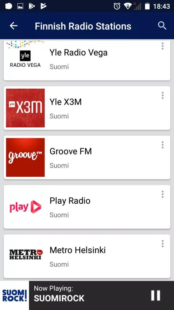 Ảnh chụp màn hình của Finnish Radio Stations