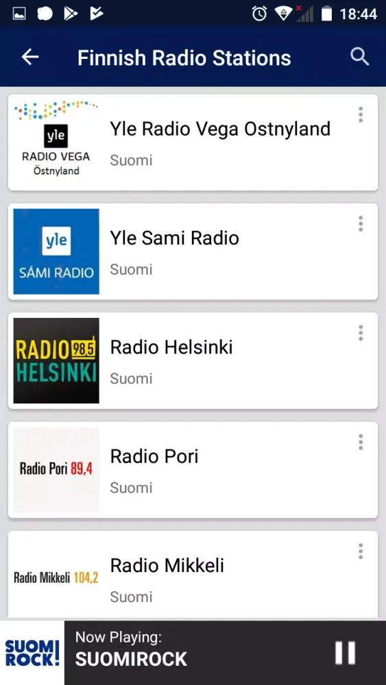 Ảnh chụp màn hình của Finnish Radio Stations