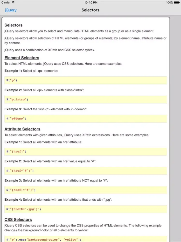 jQuery Pro Quick Guide iPad 应用截图