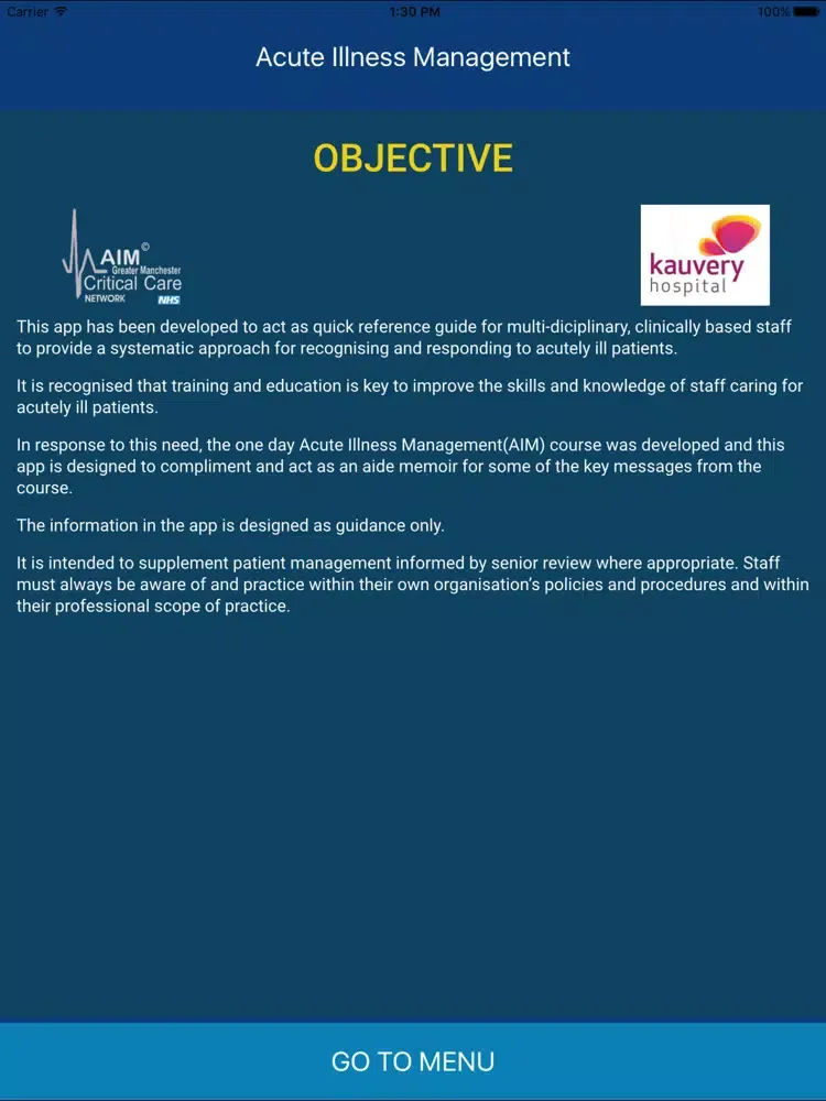 Capturas de pantalla de AIM - Acute Illness Management iPad 