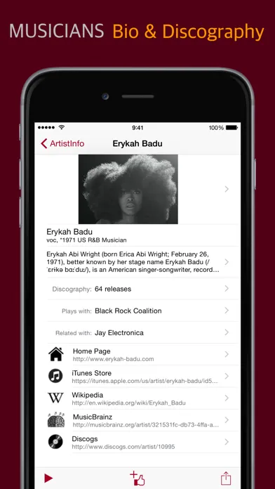 Screenshot di ArtistInfo