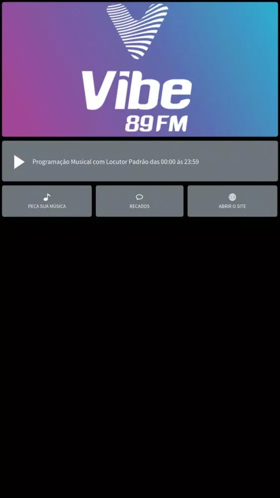 Capturas de tela do Rádio Vibe 89 FM