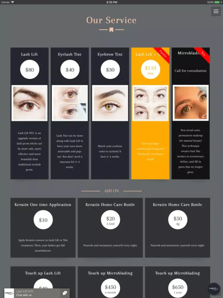 Lash Lift NYC iPad  スクリーンショット
