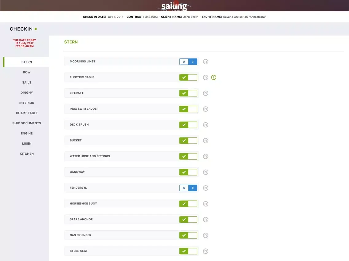 Sailing Charter Checklist iPad  Screenshots