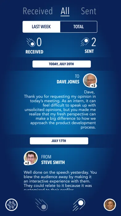 Capturas de tela do staRHs - positive feedback