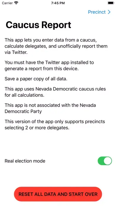 Screenshot di Caucus Report