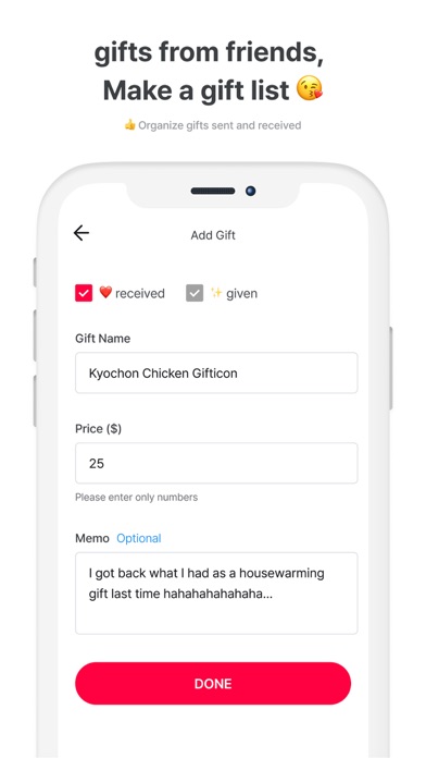 Screenshot di GiftList - Easy record gifts