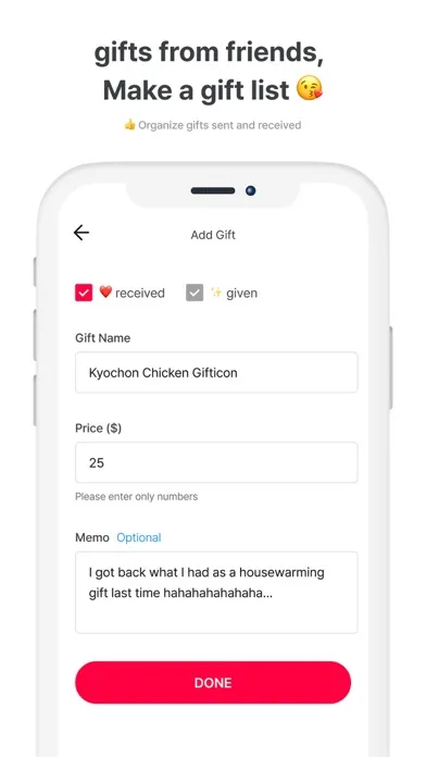 Screenshot di GiftList - Easy record gifts
