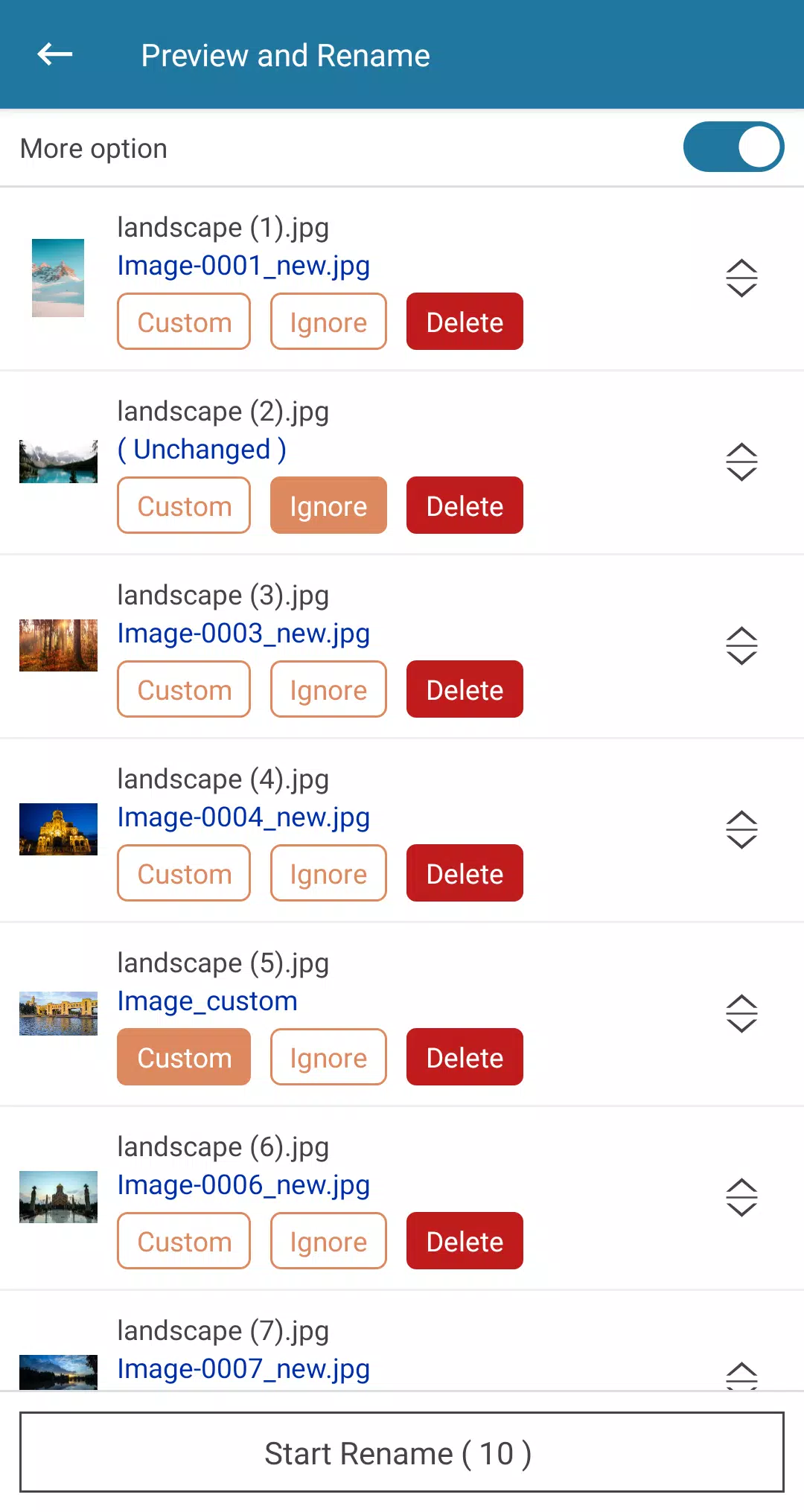 ภาพหน้าจอของ Batch File Manager/Bulk Rename