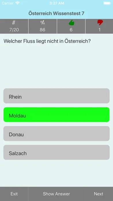 Zrzuty ekranu Österreich Testfragen