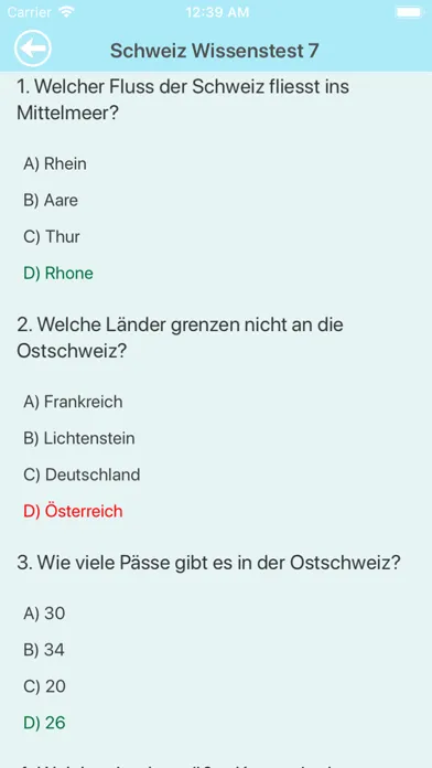 Ảnh chụp màn hình của Die Schweiz Testfragen