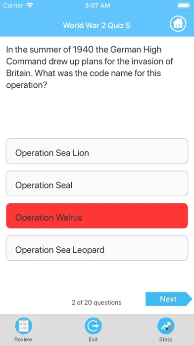 Tangkapan layar World War 2 Quizzes