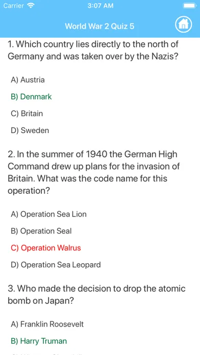 Tangkapan layar World War 2 Quizzes