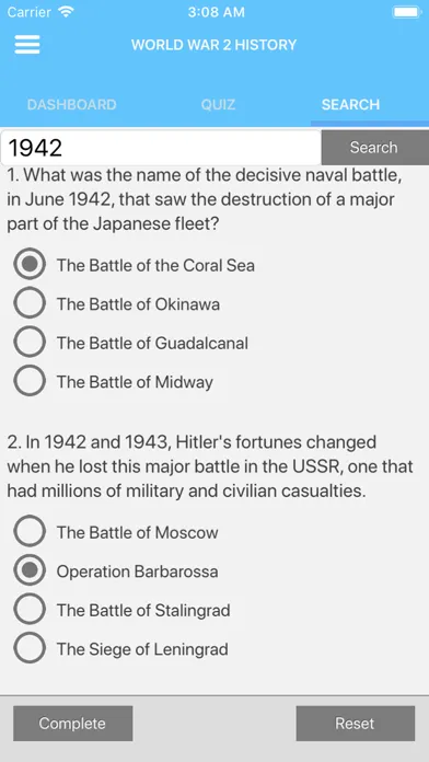Tangkapan layar World War 2 Quizzes