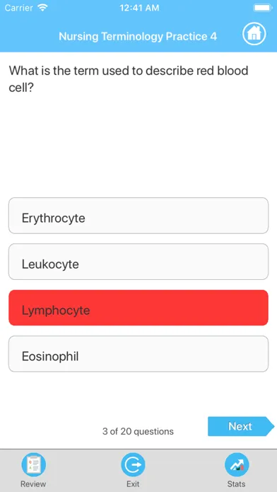 Ảnh chụp màn hình của Nursing Terminology Quiz