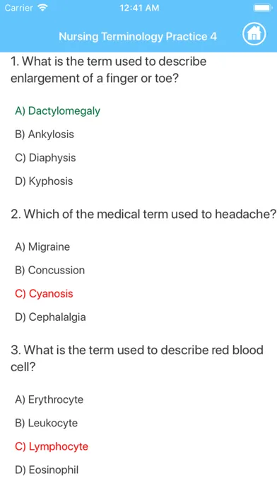 Ảnh chụp màn hình của Nursing Terminology Quiz