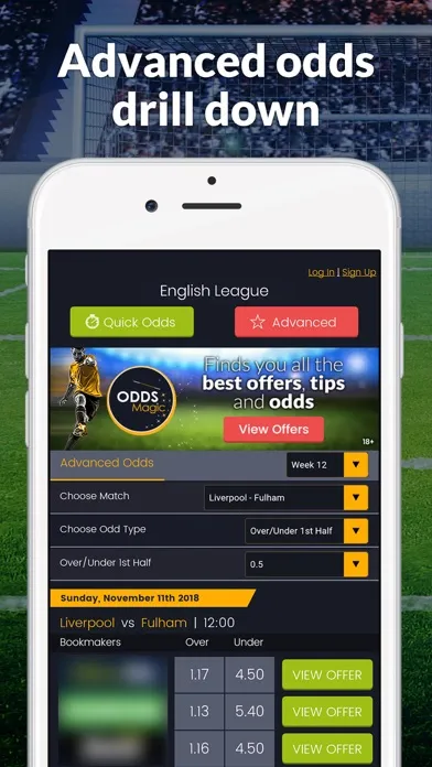 Tangkapan skrin English Football Odds Magic