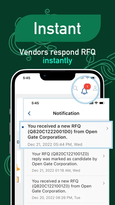 Tangkapan skrin Open RFQ