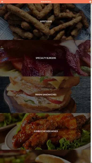 Capturas de tela do BG Burgers