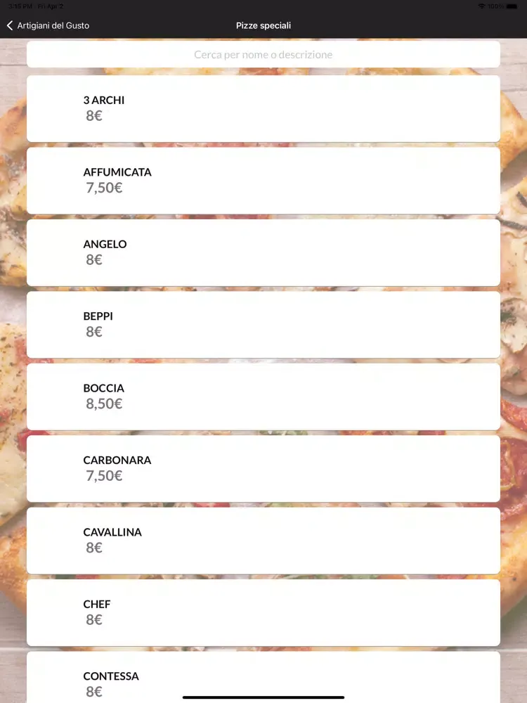 ภาพหน้าจอของ Gli Artigiani del Gusto iPad 