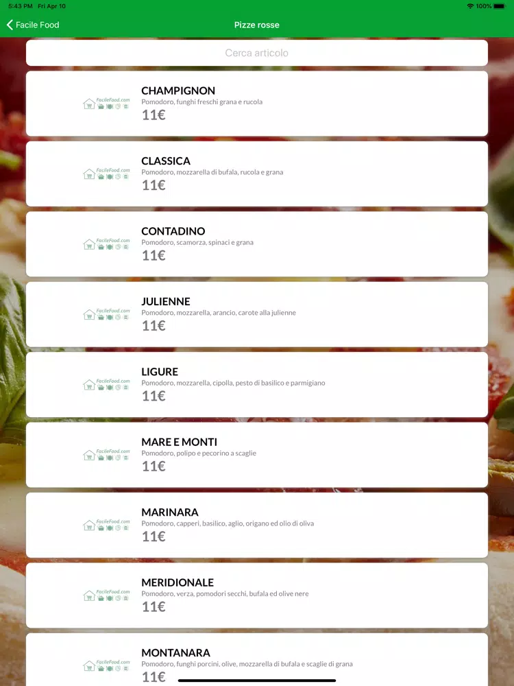 Facile Food iPad  Screenshots