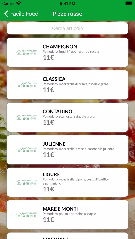 Facile Food Screenshots