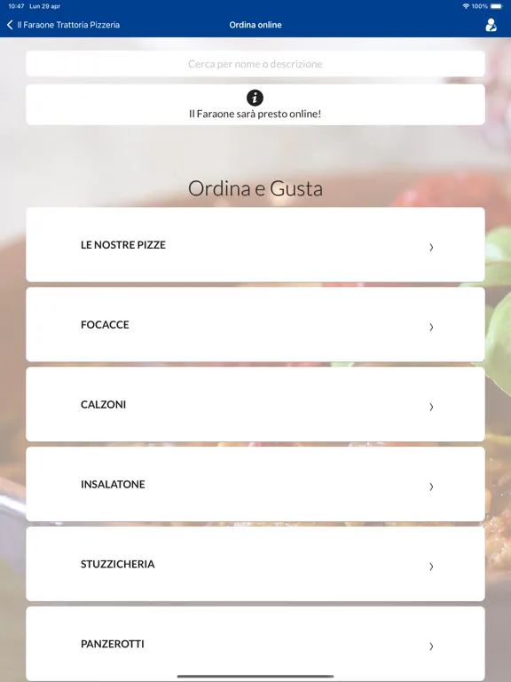 Tangkapan layar Il Faraone iPad 