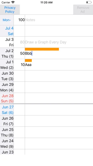Daily Graph Notes Diary Screenshots