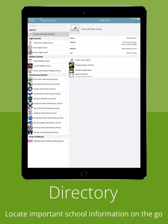 Capturas de pantalla de Cherry Hill Public Schools iPad 