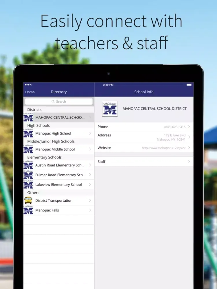 Mahopac Central School District iPad  Screenshots