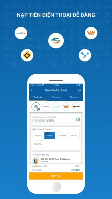 VIMO ví điện tử chuyển tiền Screenshots