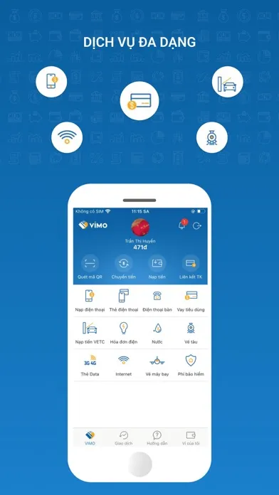 VIMO ví điện tử chuyển tiền Screenshots