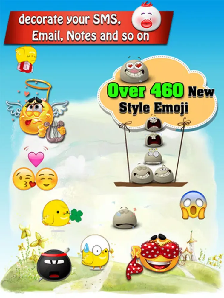 Emoji Emoticons Free + Photo Captions Collage - 300+ New Smiley Symbols & Icons for Messages & Emails iPad 应用截图
