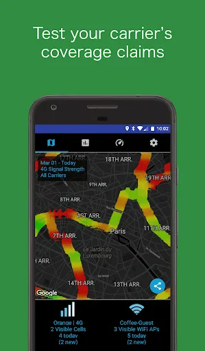 Coverage - Cell and WiFi Test Screenshots