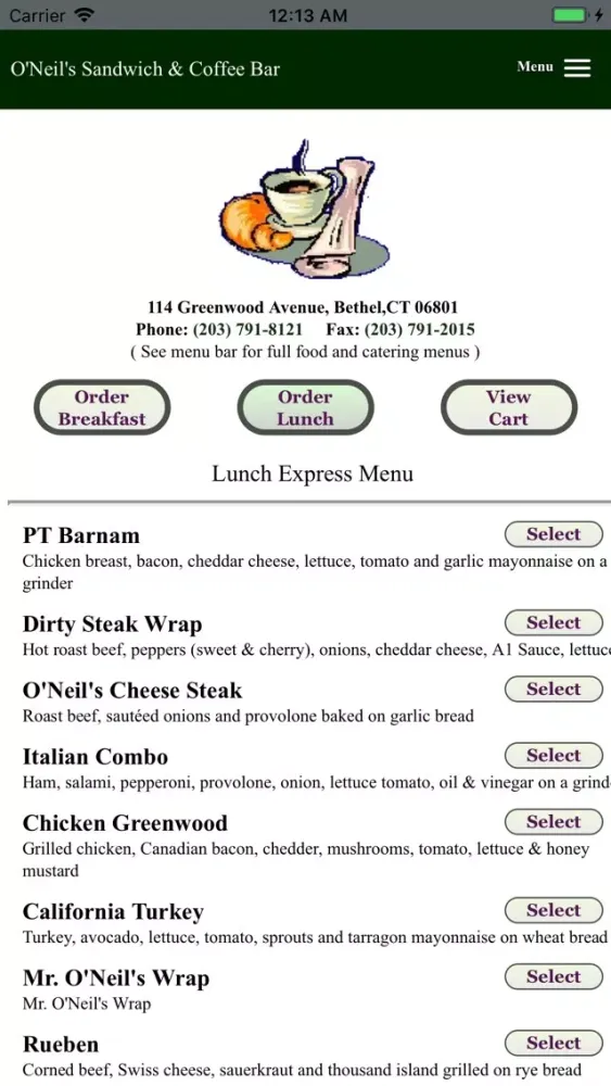 O'Neil's Sandwich & Coffee Bar سکرین شاٹس