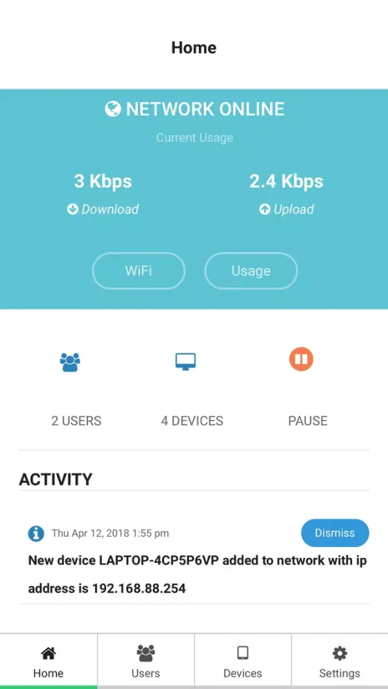 Tangkapan layar Ptera Managed WiFi