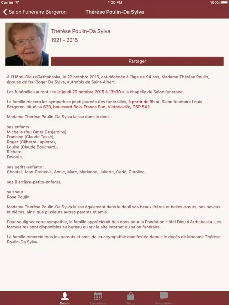 Salon funéraire Louis Bergeron iPad  Screenshots