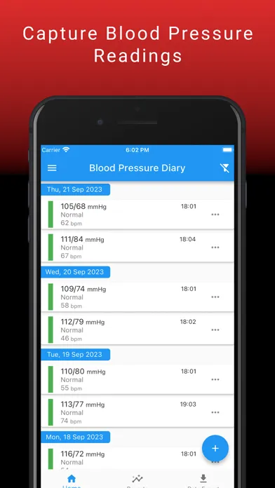 Capturas de tela do BP Tracking Diary