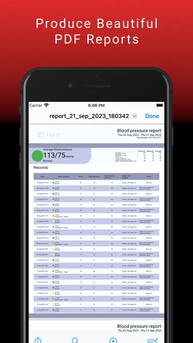 Capturas de tela do BP Tracking Diary