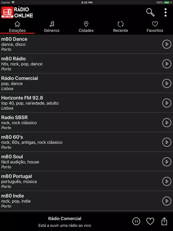 ภาพหน้าจอของ Radio Online Portugal iPad 
