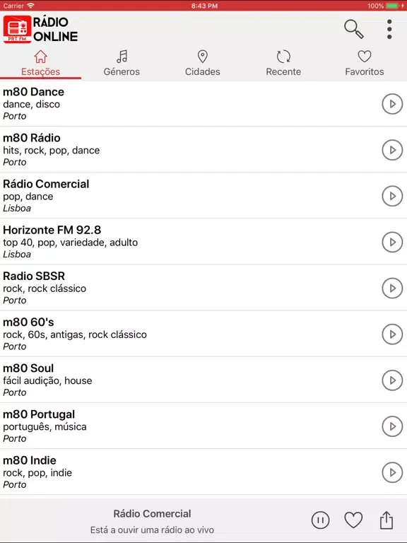 ภาพหน้าจอของ Radio Online Portugal iPad 