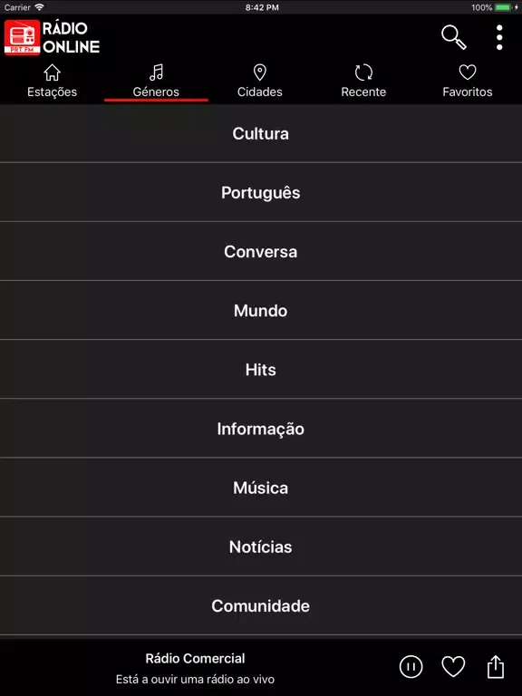 ภาพหน้าจอของ Radio Online Portugal iPad 